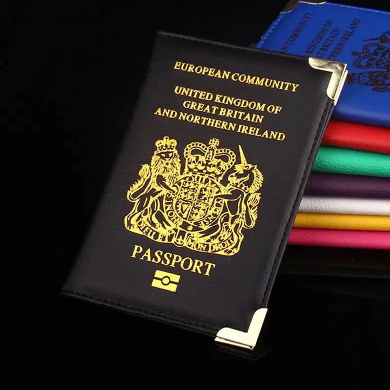 Funda protectora de cuero Artificial para pasaporte, billetera de viaje, Porta Documentos, reino unido europeo