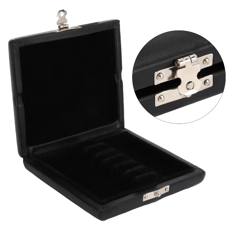 PU Leather+Wood Reed Storage Box 6 Slots Design Black Color Reed Case Holder Musical Instrument Accessory For Oboe Players