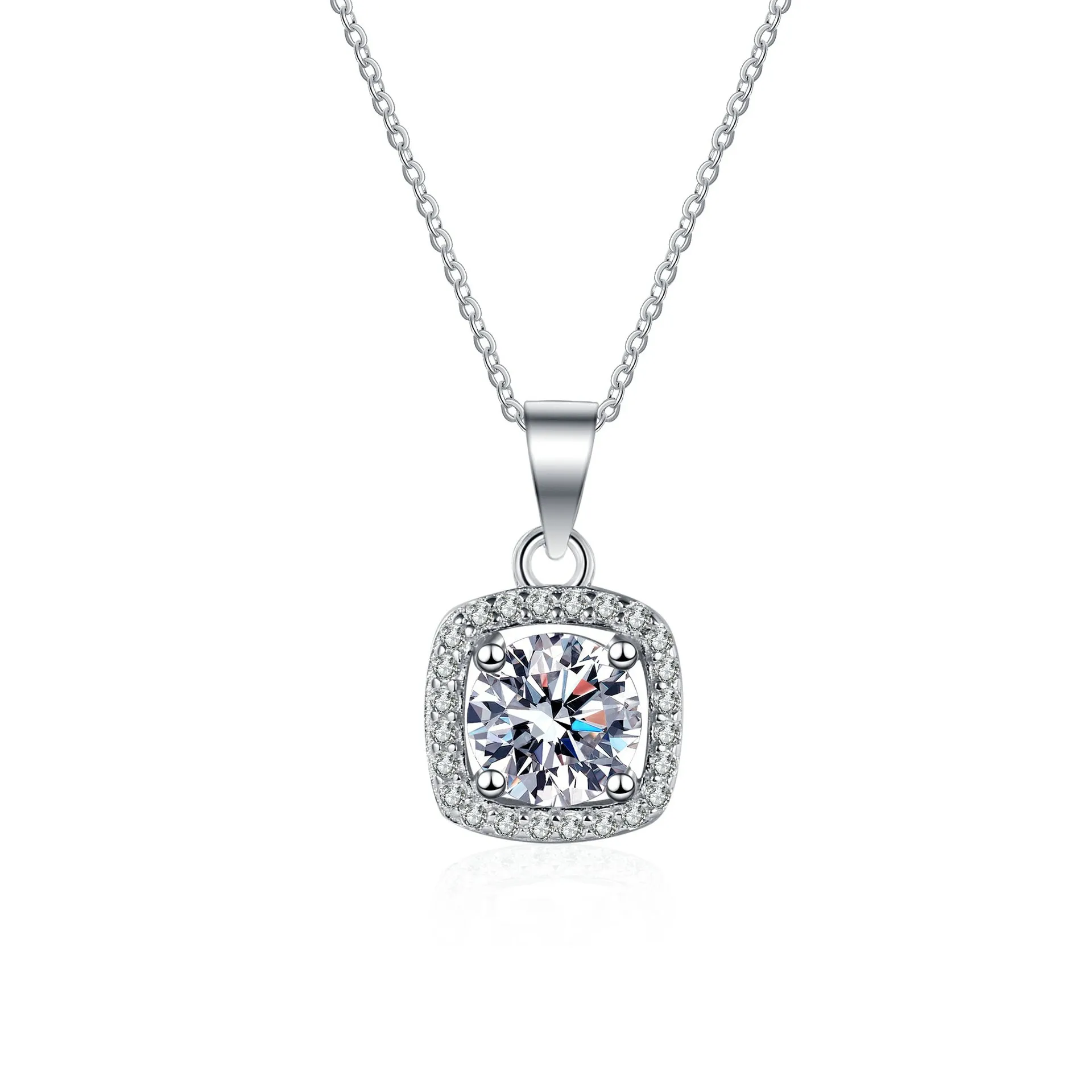 D VVS1 Moissanite Pandent Necklace for Women Sparkling Wedding Jewelry with GRA 925 Sterling Sliver Plated 18k Necklace