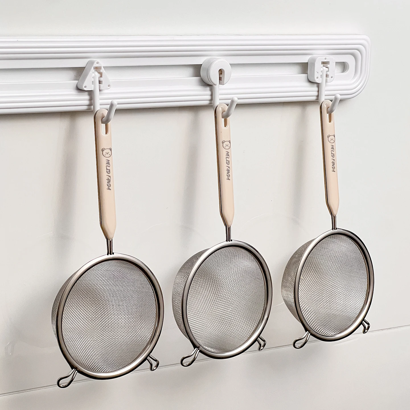 Durable 304 Stainless Steel Residue Filter With Plastic Handle Fine Mesh Strainer Flour Sieve Oil Skimmer Spoon Kitchen Utensils