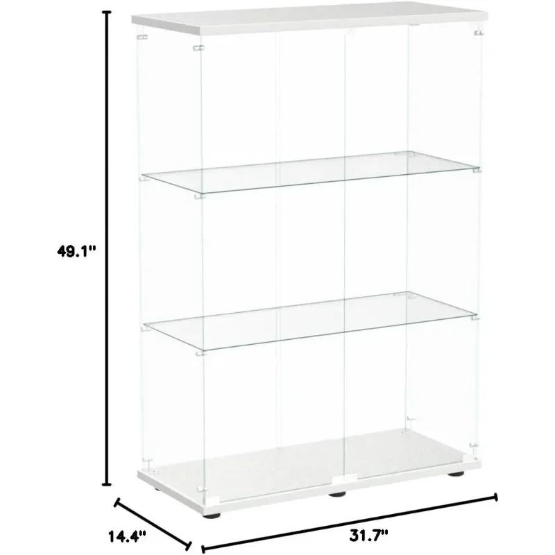 Beauty4U Glass Display Cabinet,, Bedroom, Office, Collection Display, Quick Installation,  Floor Standing Glass Bookshelf