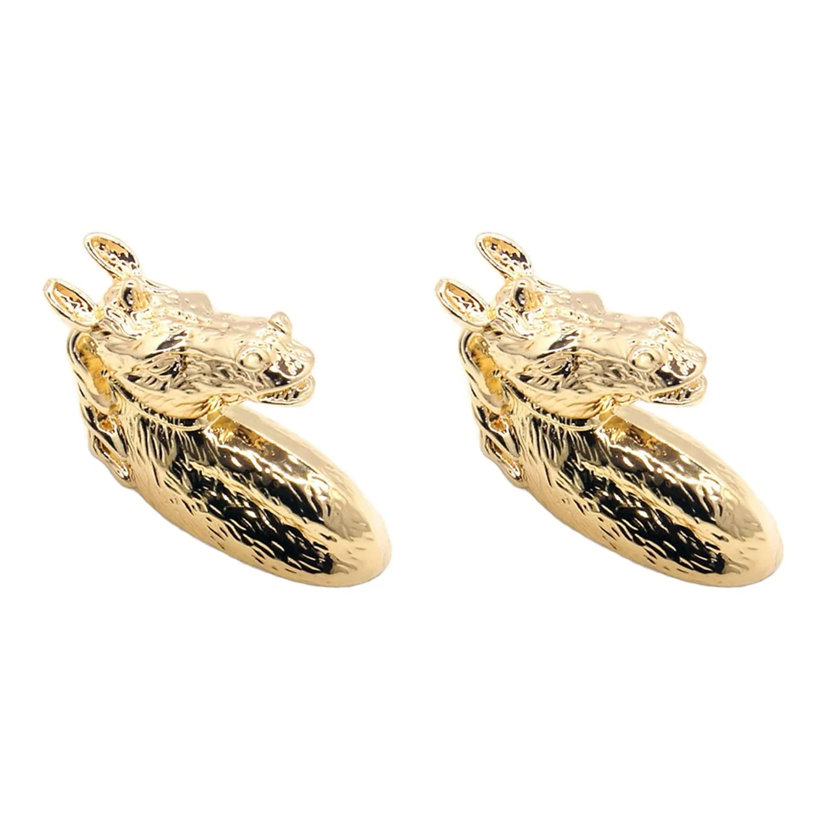 2 uds manijas de puerta antiguas manija de Animal perilla de manija de gabinete de aleación de Zinc de caballo con tornillos (dorado)