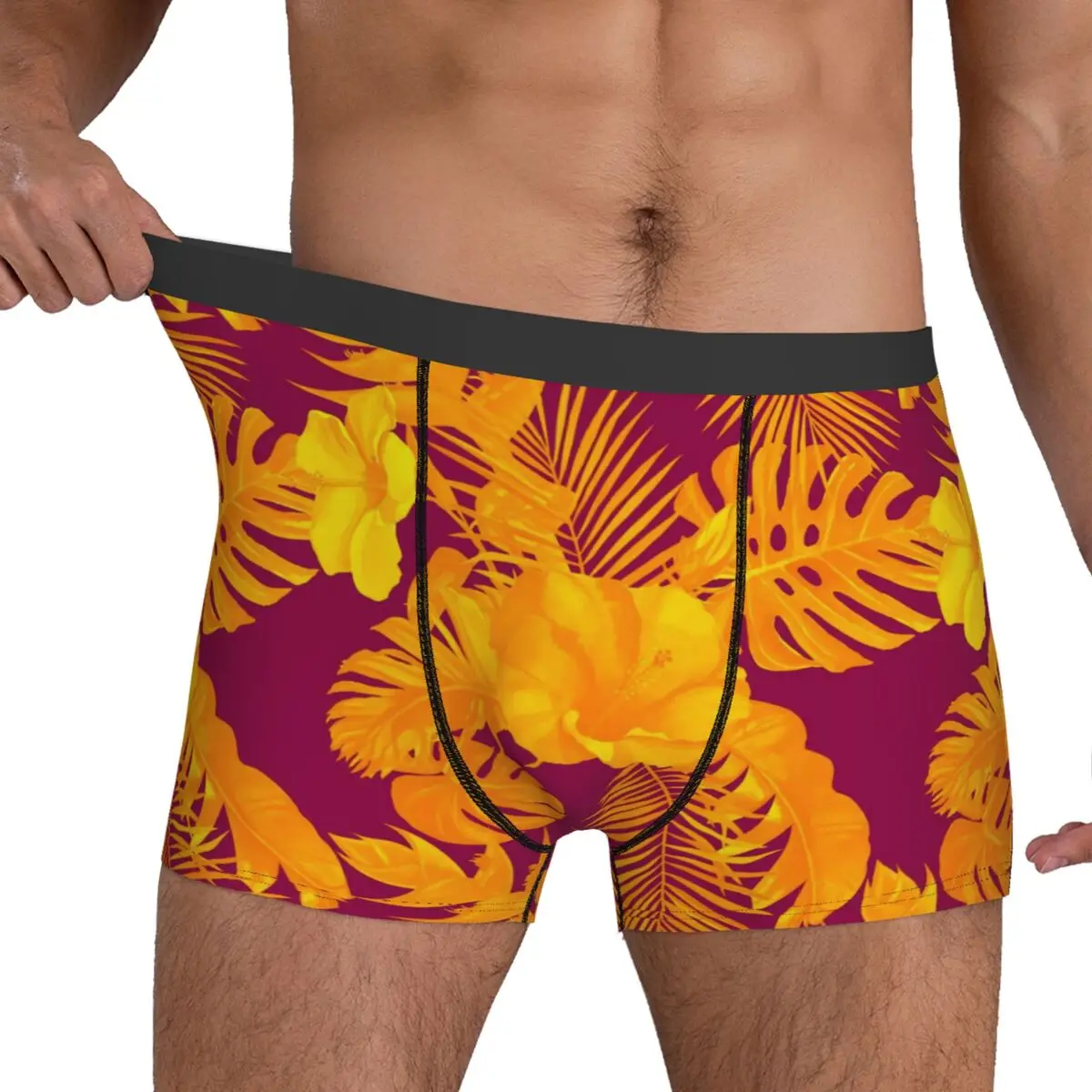 Sous-vêtements d'interconnexion cuir chevelu fleurs d'hibiscus pour hommes, culottes mignonnes, shorts College, slips, poudres 3D, boxers grande taille, objectifs