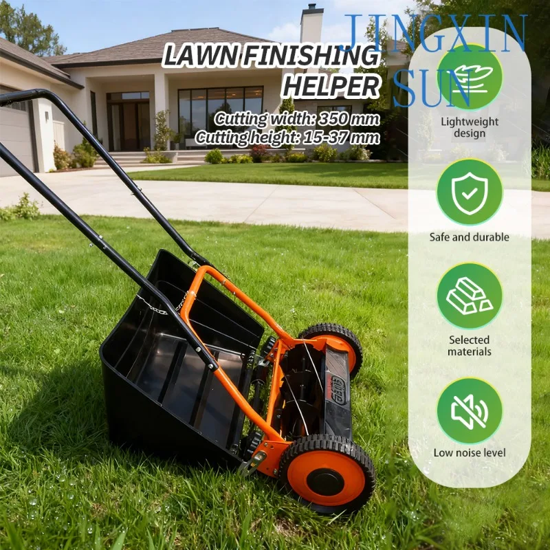 Manual  Mower 14 Inch Grass Trimmer Eco Hand Push  Mower Lightweight Walk-Behind  Mower Grass Cutter for Small