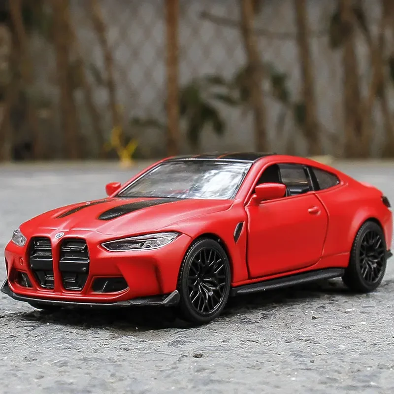 1:36 BMW M4 CSL diecast force back alloy simulation car model door can be opened children's collection decoration toy boy gift.