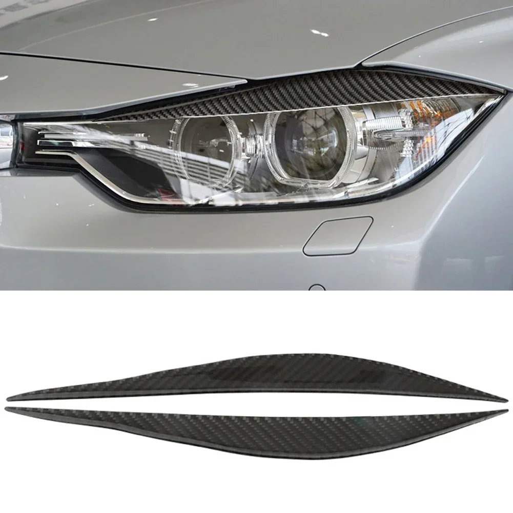 2pcs Carbon Fiber Car Headlight Eyebrows Eyelid ABS Cover Trim For BMW 3 Series F30 320li 2013 2014 2015 2016 2017 2018 2019