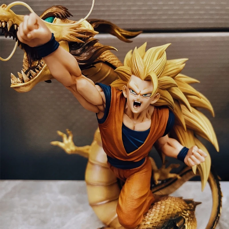 New 20cm Dragon Ball Anime Figure Super 3 Dragon Fist Explosion Dragon Fist Goku Model Dolls Super Saiyan Ornament Model Toy Gif