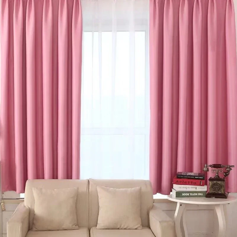 Gold solid color curtains, thickened full shading and heat insulation curtain fabric for living room