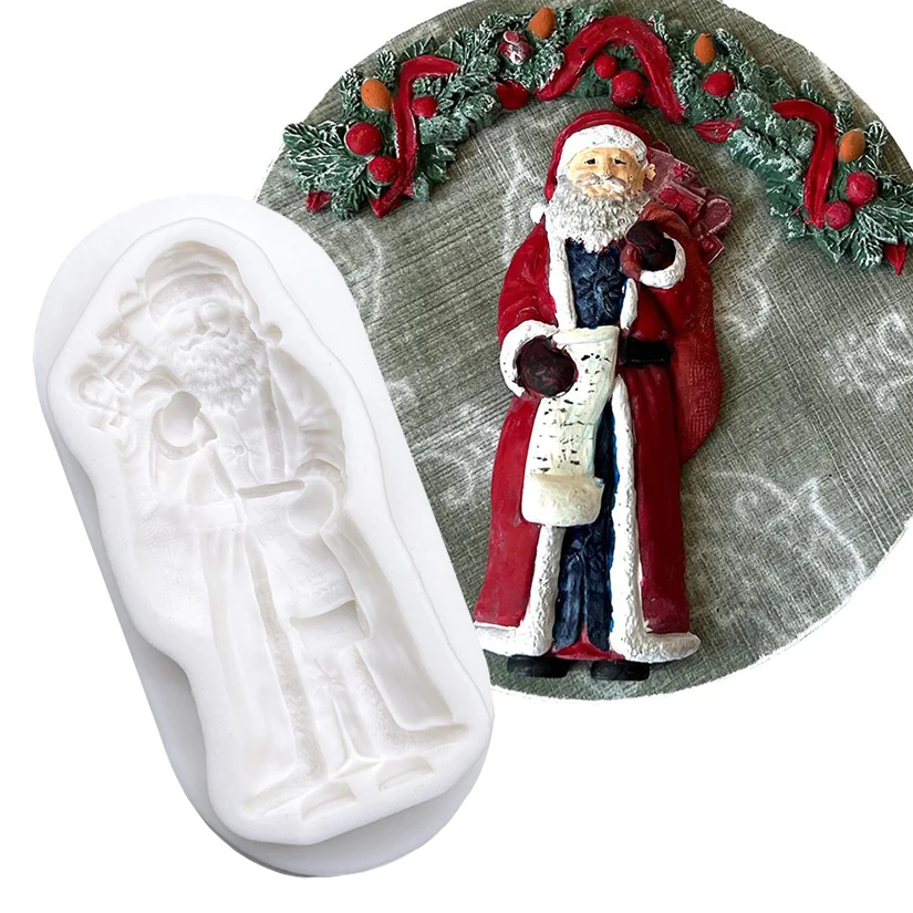 Santa Claus Christmas Silicone Sugarcraft Mold Resin Tools Cupcake Baking Mould Fondant Cake Decorating Tools