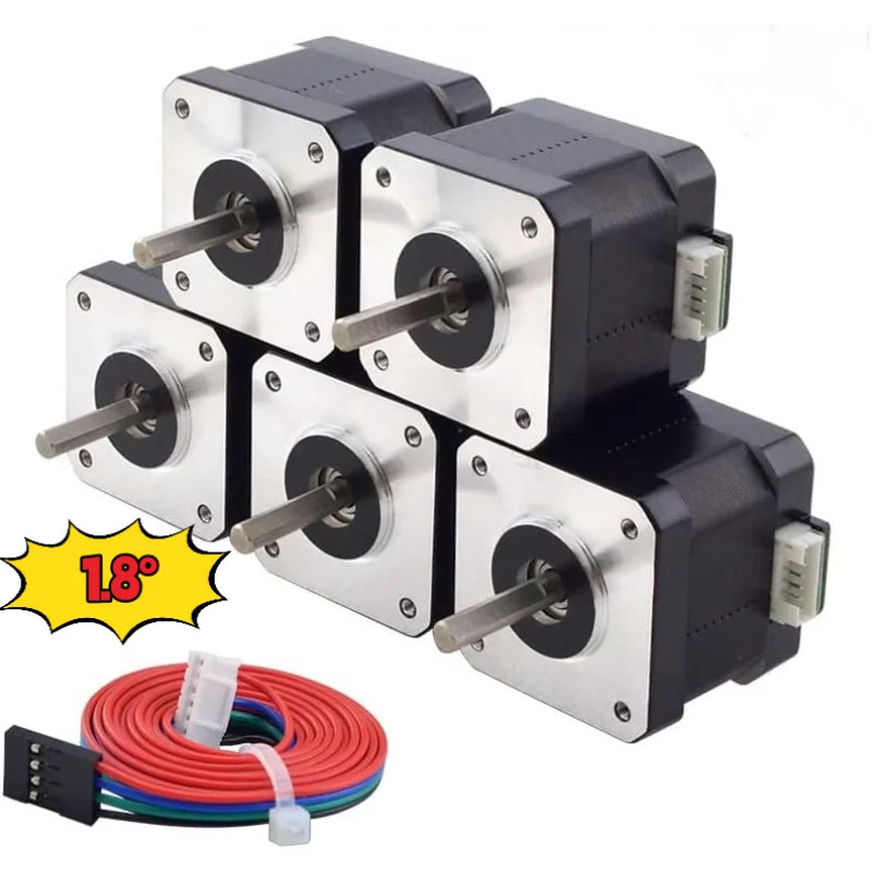 17 محرك متدرج ثنائي القطب 1.5A 42Ncm 1.8 °   2 المرحلة 4 أسلاك مع موصل كابل 1 متر، 42x42x38mm السائر عزم دوران عالي منخفض الضوضاء
