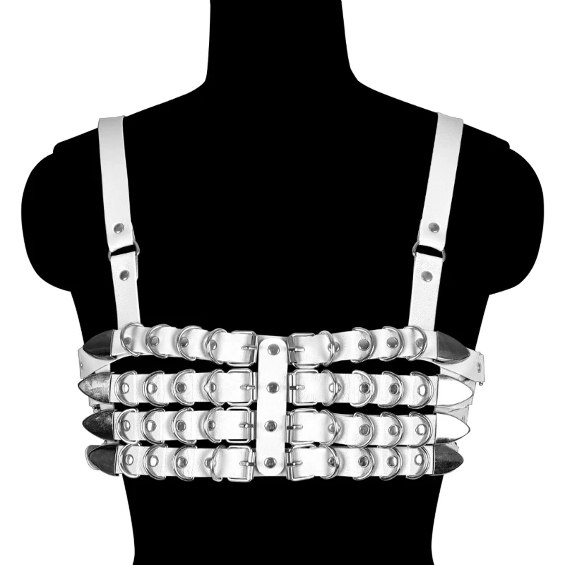 Punk PU Body Chains for Rock and Roll Cosplay Party Punk Vest Adjustable Belts