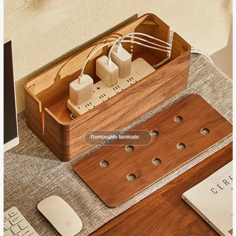 Power Strip Storage Box Upscale Cable Organizer Desktop Plug Socket Holder Neat Electrical Management Box with Stylish Cover