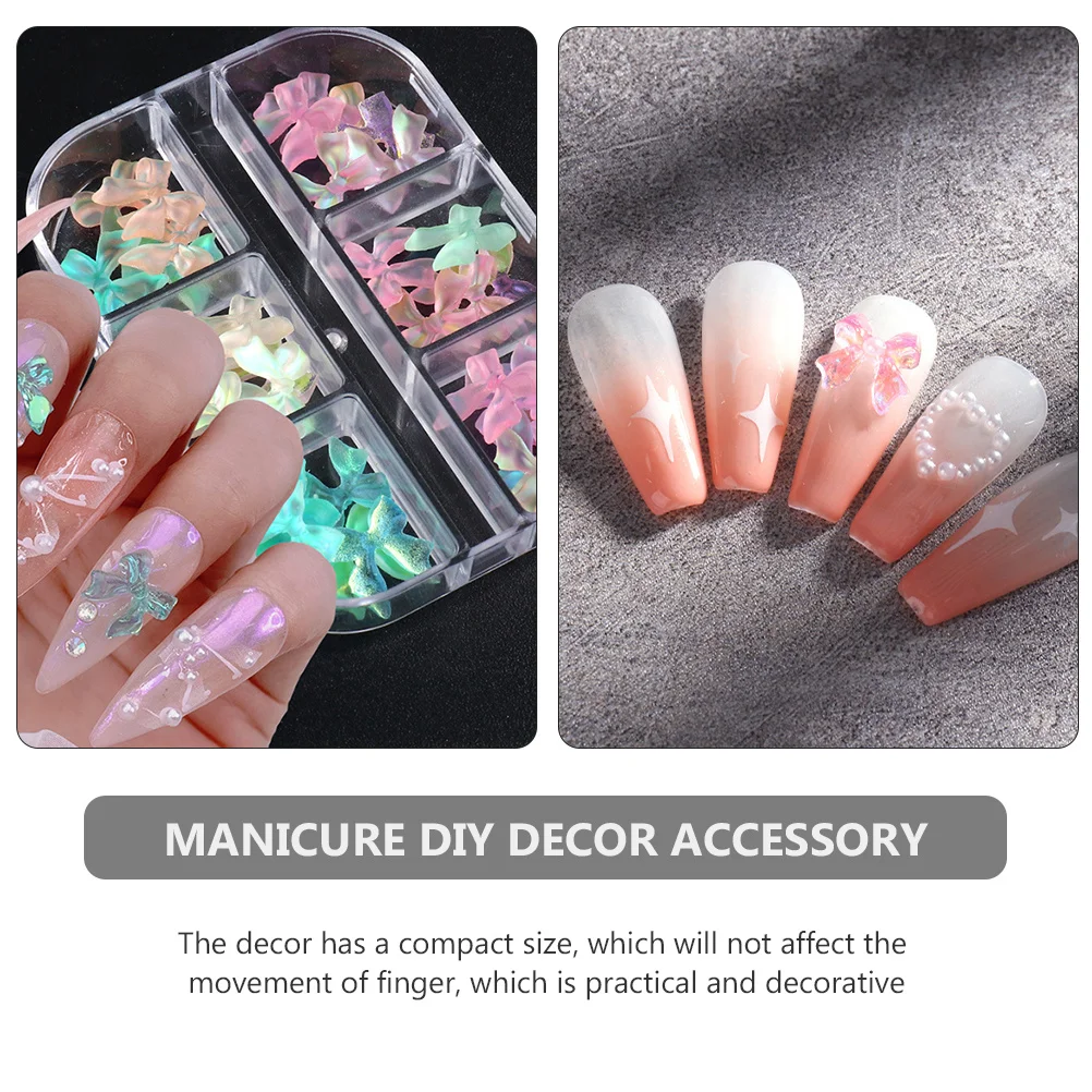 

2 Boxes Butterfly Knot Nail Art Decor Exquisite Manicure DIY Accessories Dazzling Small Bowknots for Women Unique Fingernail