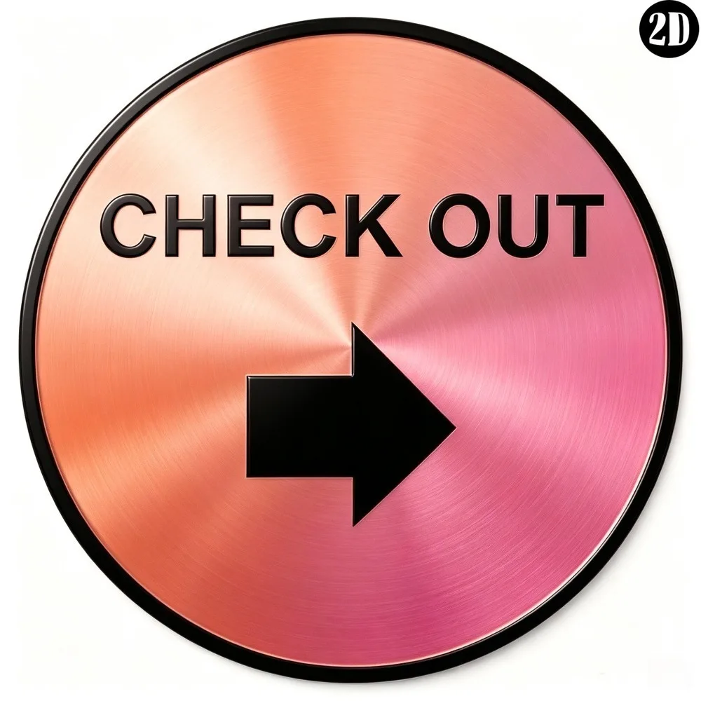 CIFBUY Gradient Round Aluminum Check‑Out Sign, High‑Contrast Arrow Cashier Direction Plaque, Rust‑Proof Durable Metal Wall Sign