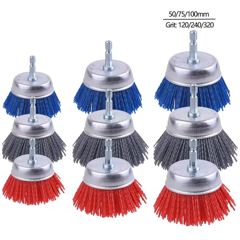 2/3/4 Inch Nylon Abrasive Brush Filament Abrasive Cup Brush Rotary Tool Polishing Deburring Abrasive Wire Wheel Dremel Accessori