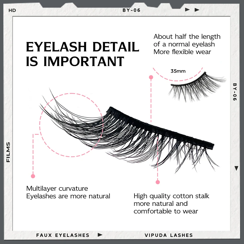 Vipuda 7/10 par naturalne pół rzęsy ręcznie robione 3D sztuczne rzęsy z norek delikatne puszyste przedłużanie rzęs makijaż pół rzęsy narzędzie