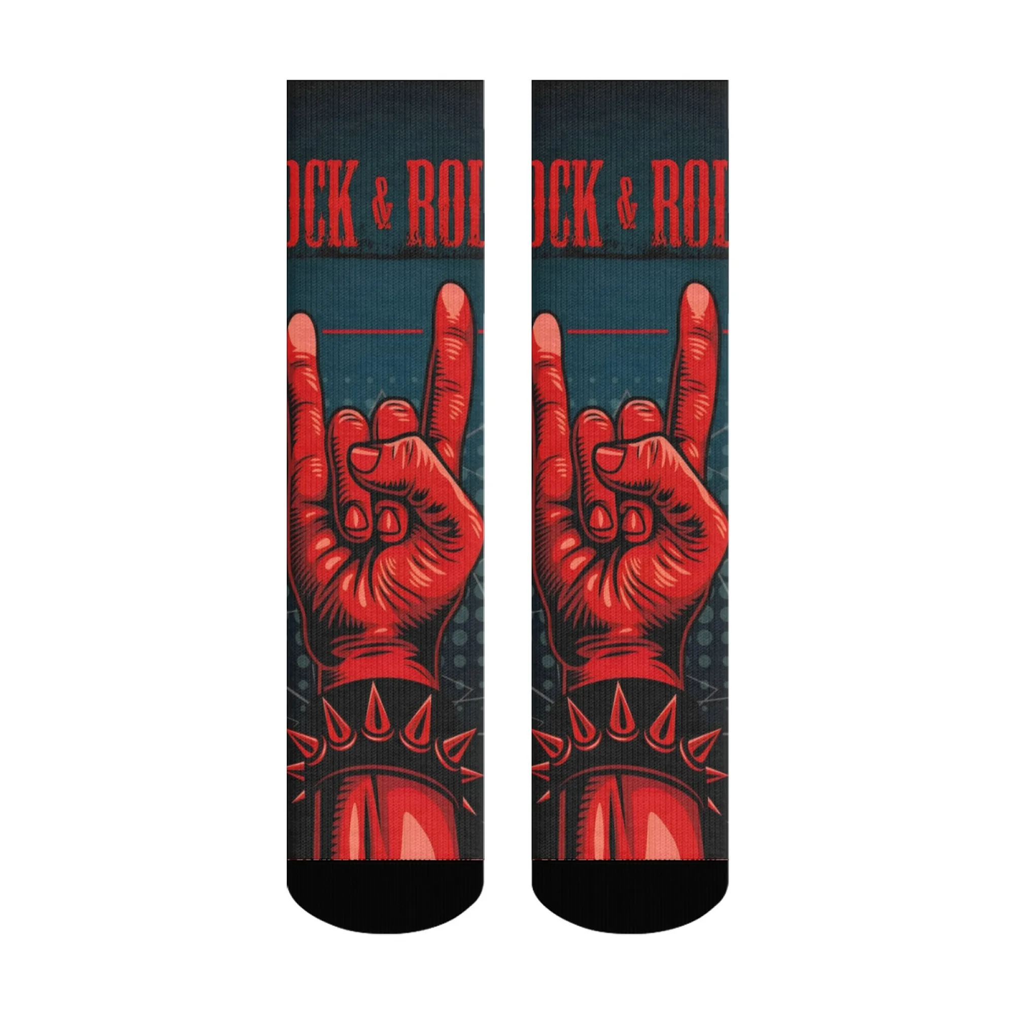ROCK ROLL Socks Skin-friendly Breathable Non-slip Men's Socks Cycling Outdoor Activities Hiking Crazy Rock Music Street Socks