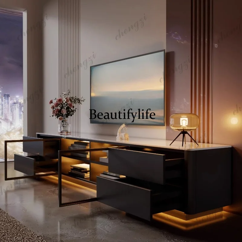 Wohnzimmer TV-Schrank im Nordischen Stil, Brauner Schrank mit Schubladen, Maßgefertigter Eichen-TV-Schrank, Klassisches Design, Japanischer Fernsehtisch, Möbel