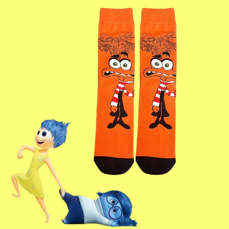 1/5 paia di calzini al ginocchio carini con personaggi dei cartoni animati Disney's Inside Out unisex