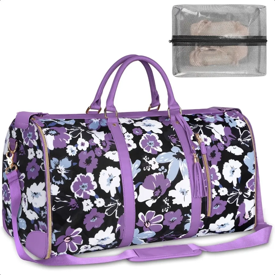 

Carry On Garment Bag for Women Convertible Garment Bag for Travel with Shoe Pouch Water Resistant Travel Duffel Bag 2 in 1 Hang