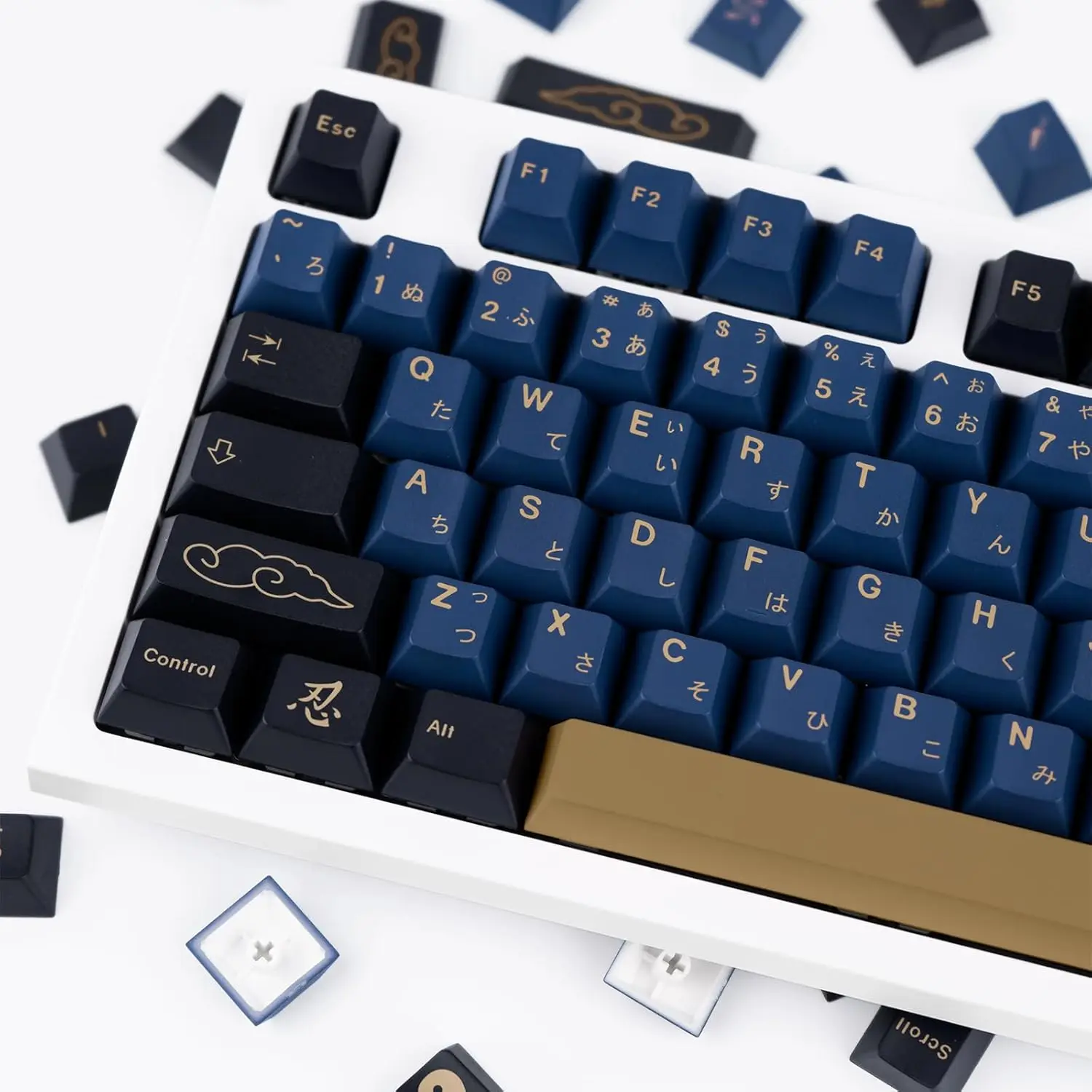 

Blue Samurai Keycaps 129 Keys Cherry Profile Dye Sublimation Keycaps for Gaming Cherry Mx Switches Mechanical Keyboard
