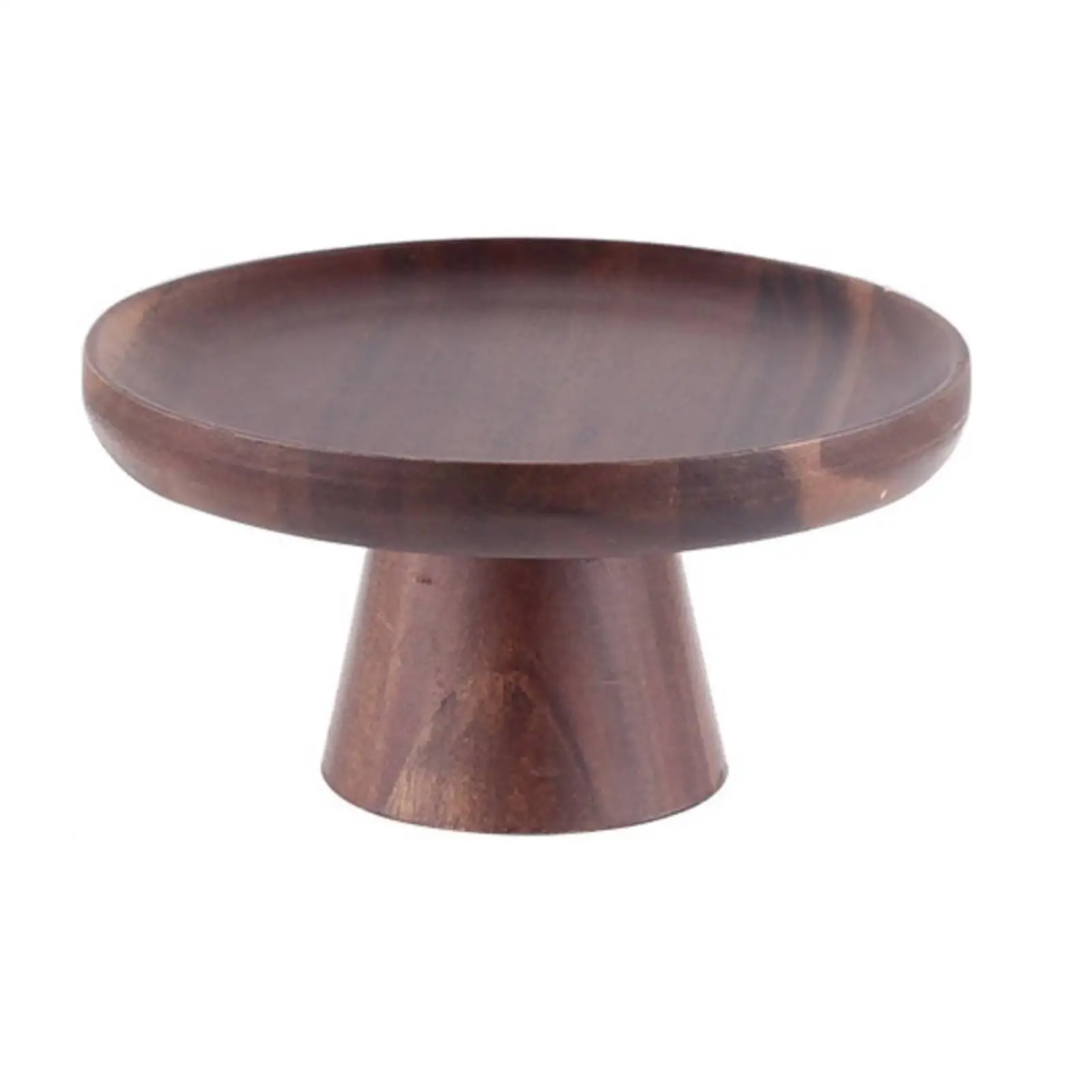 Round Wood Pedestal Tray Elevated Wooden Cake Stand Minimalist Serving Platter