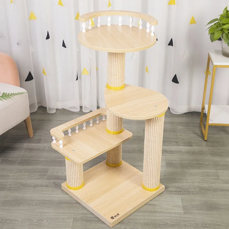 2023 Trending Pet Products Solid wood Pet Toys Wooden Cat Tree House Tower Jumping For Cats Lounging Customized