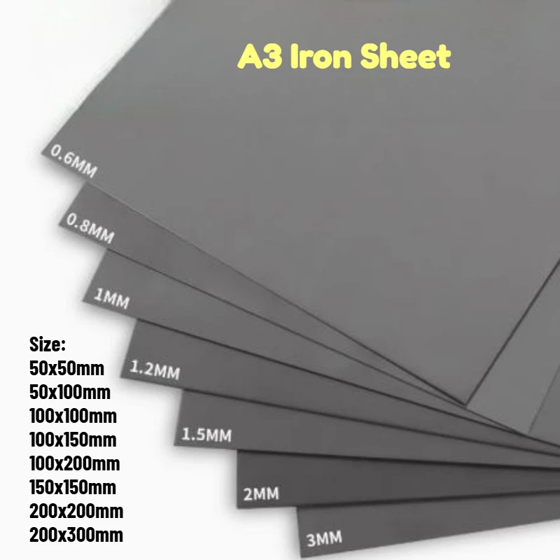 Thickness 1.5/2/2.5/3/4/5/6mm A3 Iron Sheet Size=50x50mm-200x300mm Iron Plate Can Be Customized Zero Cutting