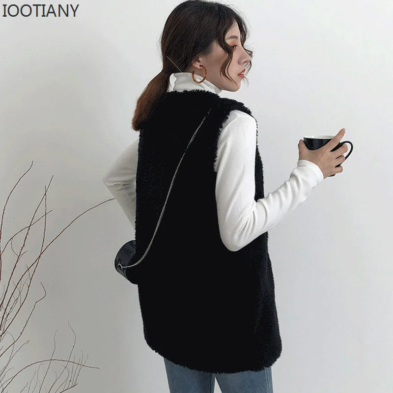 IOOTIany-Casaco de pele sintética para mulheres, jaqueta curta, colete feminino, tendência da moda outono, novo