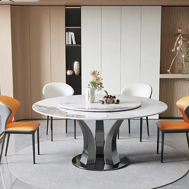 

Luxury Dinner Round Dining Table Salon Living Room Dinette Garden Small Dining Table Set Modern Mesa Plegable Luxury Furniture