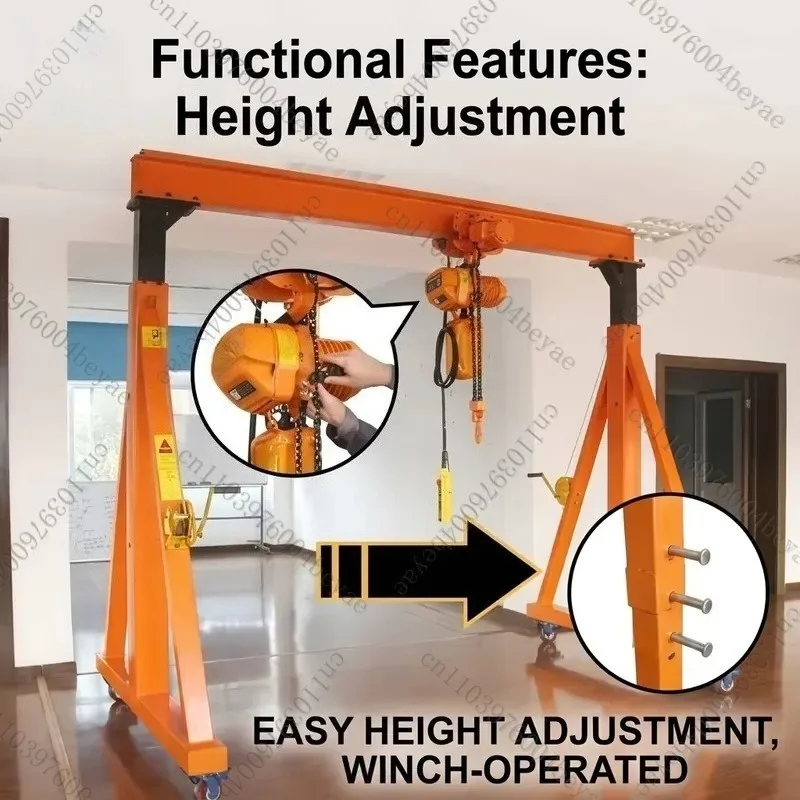 Heavy industrial mobile gantry crane with frequency converter control, customizable span for warehouse lifting