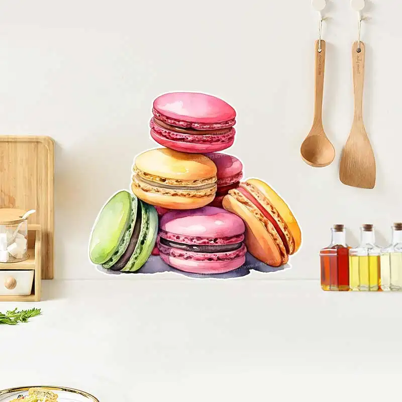 Macaroon French Cookie Wall Stickers Kitchen Decoration Dining Room Living Room Refrigerator Home Decoration Decals M1497