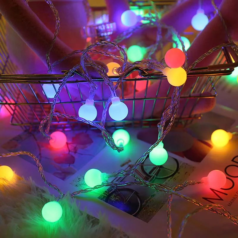 12M USB/Battery Power LED Ball Garland Fairy String Lights Outdoor Lamp Home Christmas Holiday Wedding Party Lights Decoration