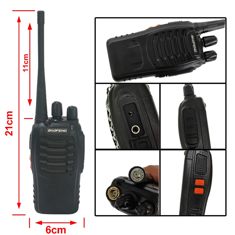 Baofeng BF-888S 워키토키 VOX UHF 400-470MHz 16CH 휴대용 아마추어 양방향 라디오, 888S 6 방향 충전기 포함, 6 개