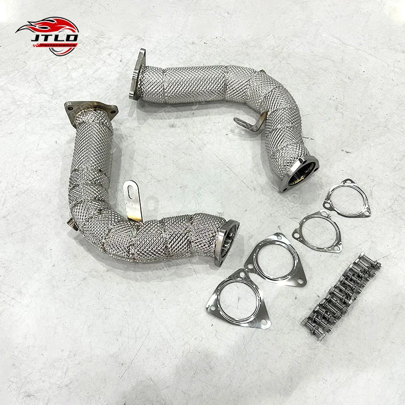 High Flow Stainless Steel Exhaust Downpipe For Audi S4 S5 B8 B8.5 3.0T Quattro JTLD Performance Down Pipe Heatshield 1.5mm Thick
