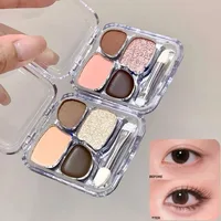 Caliente 4 colores sombra de ojos perla mate fácil de quitar maquillaje diario brillo sombra de ojos bandeja para mujeres gusano de seda paleta de maquillaje cosméticos