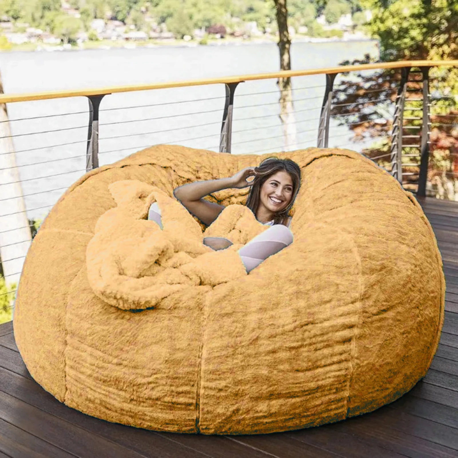 Nessuna sedia a sacco di fagioli grigi ripiena Pouf gigante Pouf divano letto Puff Futon Room Seat Tatami Relax Lounge Furniture Only Bag Case