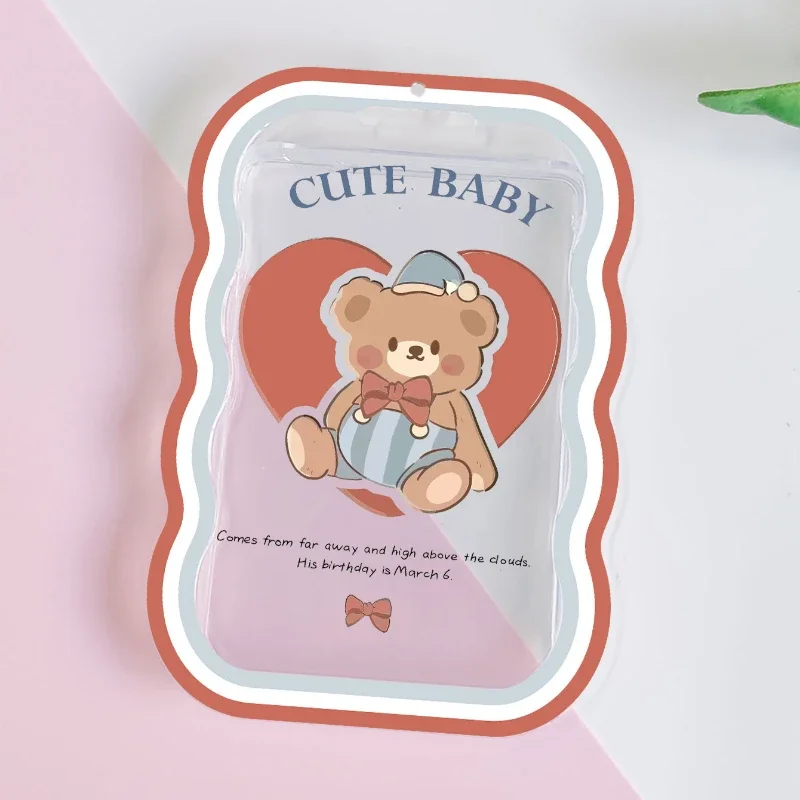 Dos desenhos animados Teddy Bear Titular Do Cartão Transparente, Adequado para Ônibus e Porta Cartão, Caso Cartão De Estudante, Foto Protector, Kpop Photocard Titular