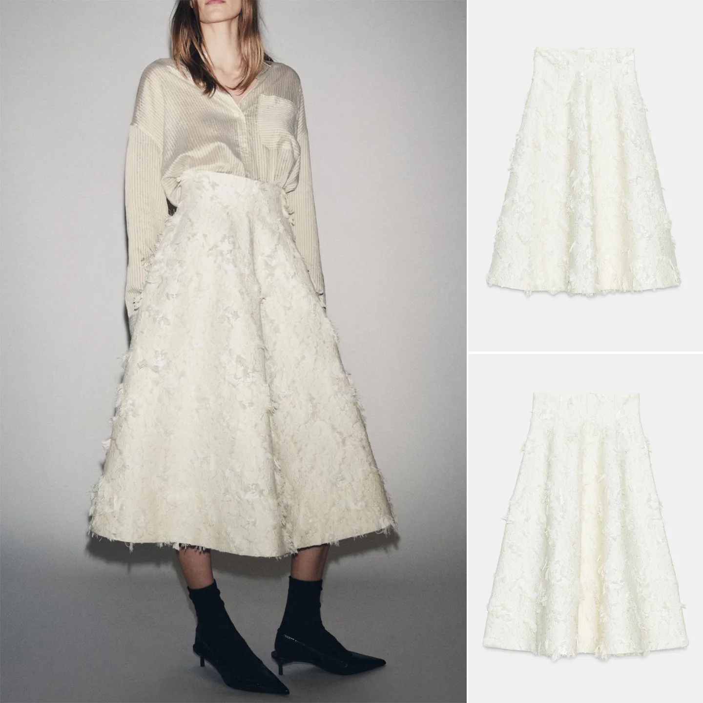 

mat Midi A-Line Skirt Women's New Autumn Winter Faion Ci Commute Casual Stand Fit Polyester Fiber Printed Skirt