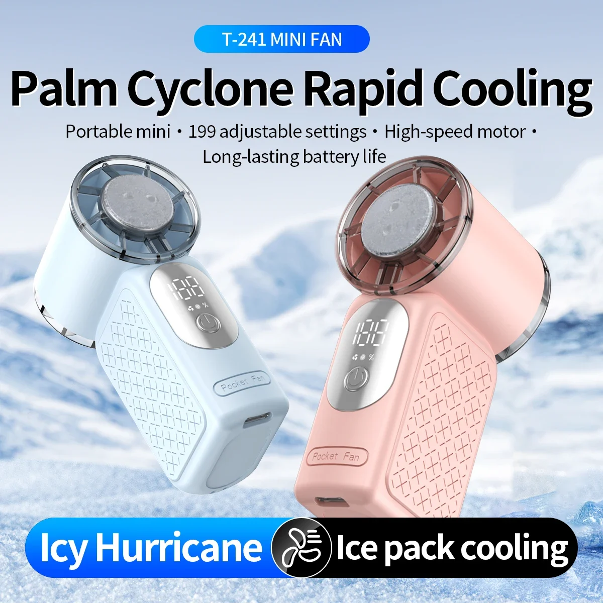 2026 Factory Wholesale Commercial Bladeless Handheld Mini Fan USB Rechargeable 2000mAh Plastic Digital Display Outdoor Use Cute
