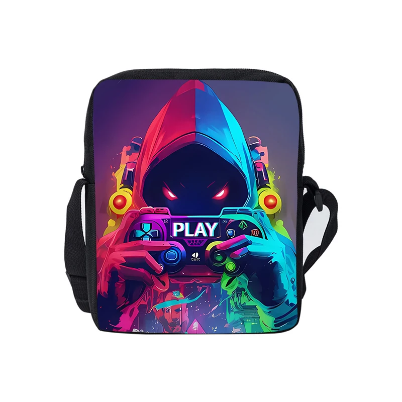 Character GamePad Single Sided Messenger Bag For Boy/Girls Children Best Gifts 2D Flat Cartoon Casual Small Zipper Crossbody Bag