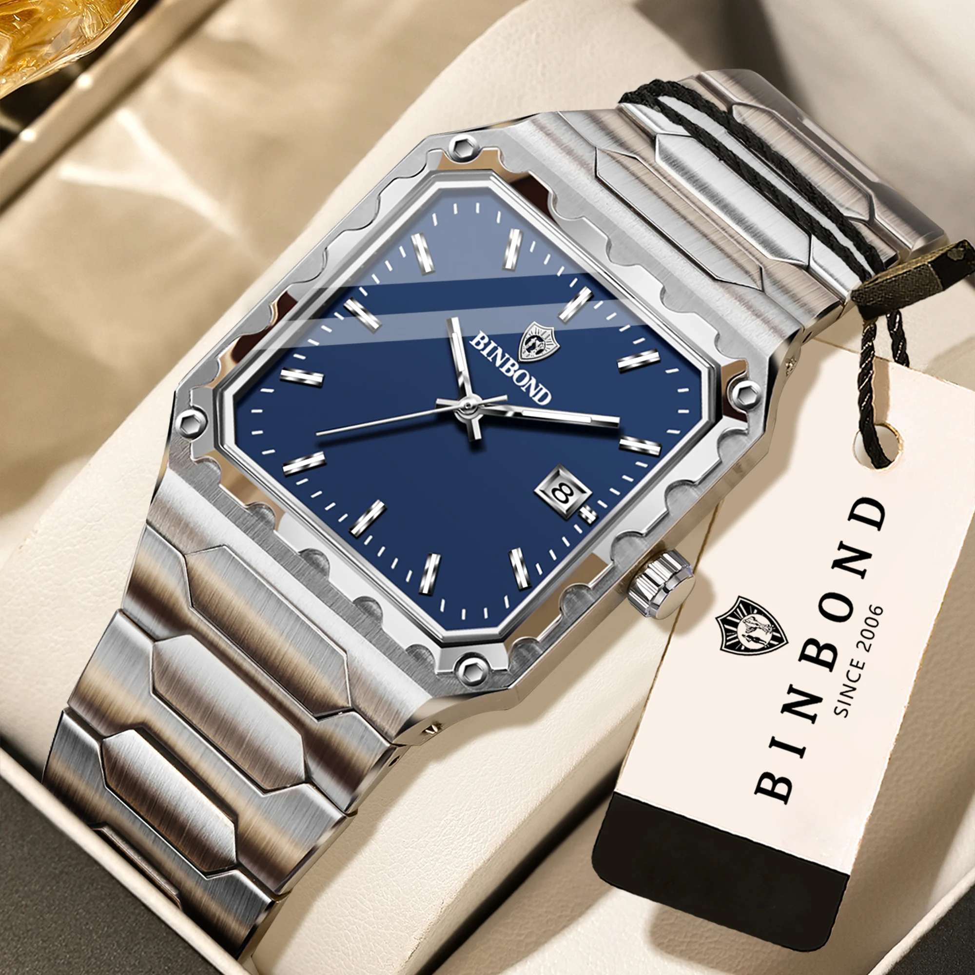 

BINBOND Luxury Durable Accurate Quartz Writstwatches for Men Luminous Waterproof Auto Date Men's Watch Business Fashion Reloj