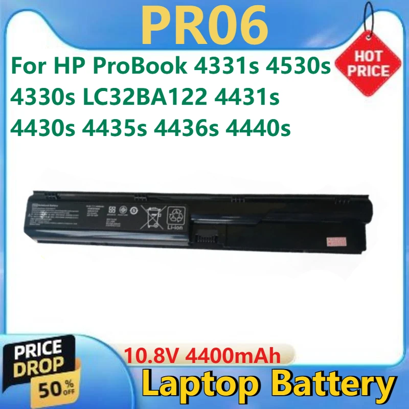 

For HP ProBook 4331s 4530s 4330s LC32BA122 4431s 4430s 4435s 4436s 4440s Brand New Replacement Laptop Battery 10.8V 4400mAh PR06