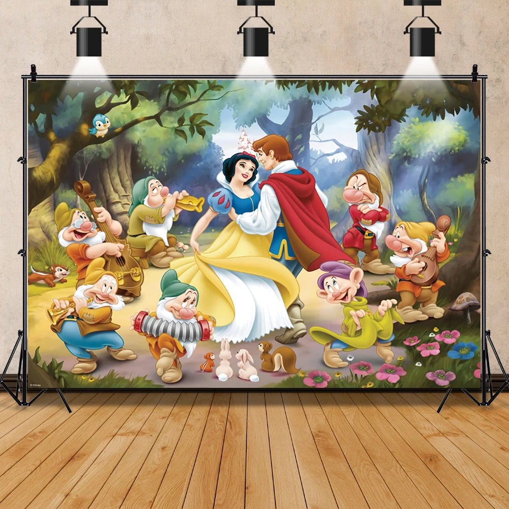 Snow White Princess Background For Photography Birthday Decoration Photo Backdrop Baby Shower Girl Kid's Party Banner Props