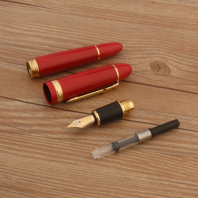 jinhao 159 METAL Fountain Pen spin Medium Nib GIFT Business Office Golden Ink Pens