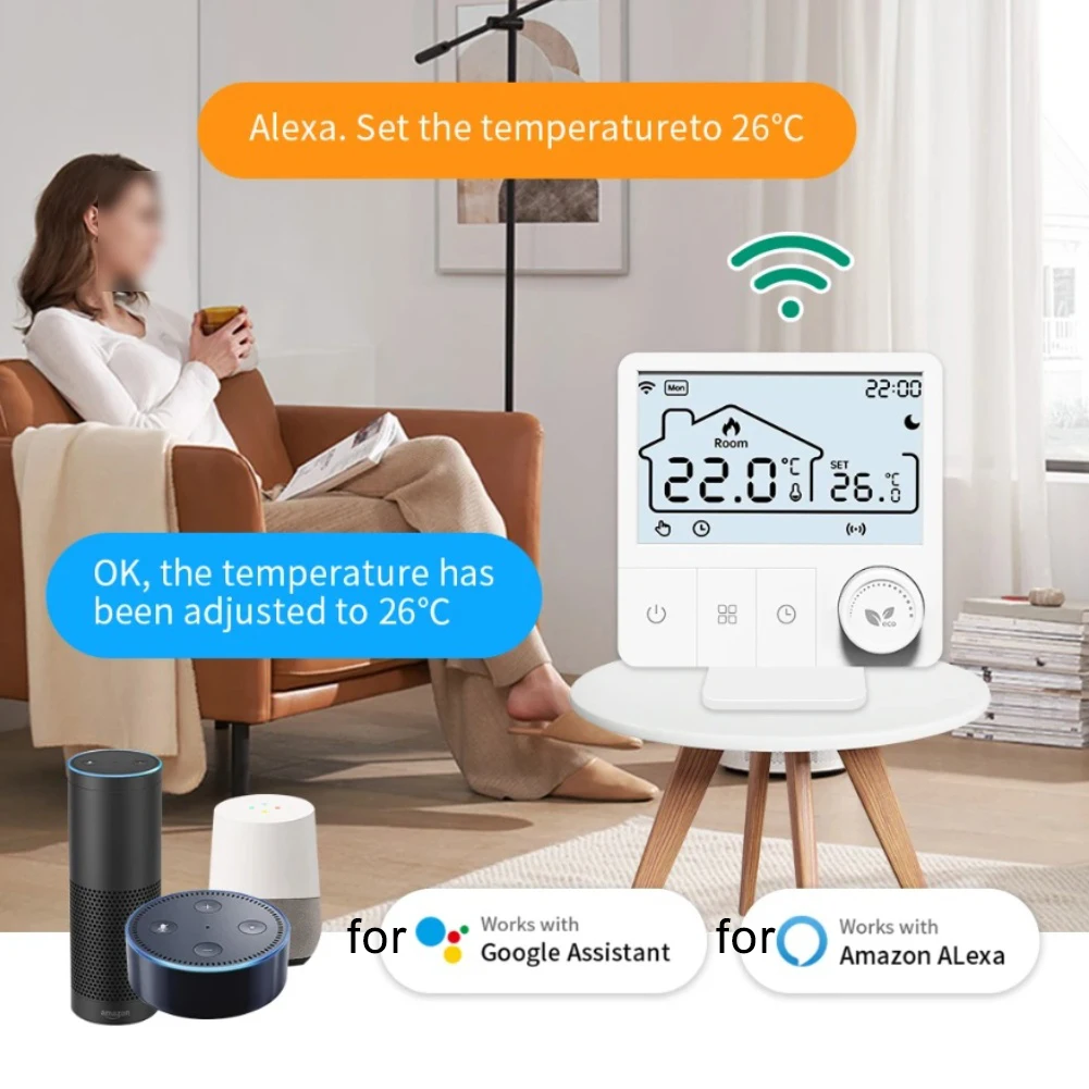 

Беспроводной термостат для управления приложением Tuya для электрического подогрева пола и газовых настенных котлов с замком от детей