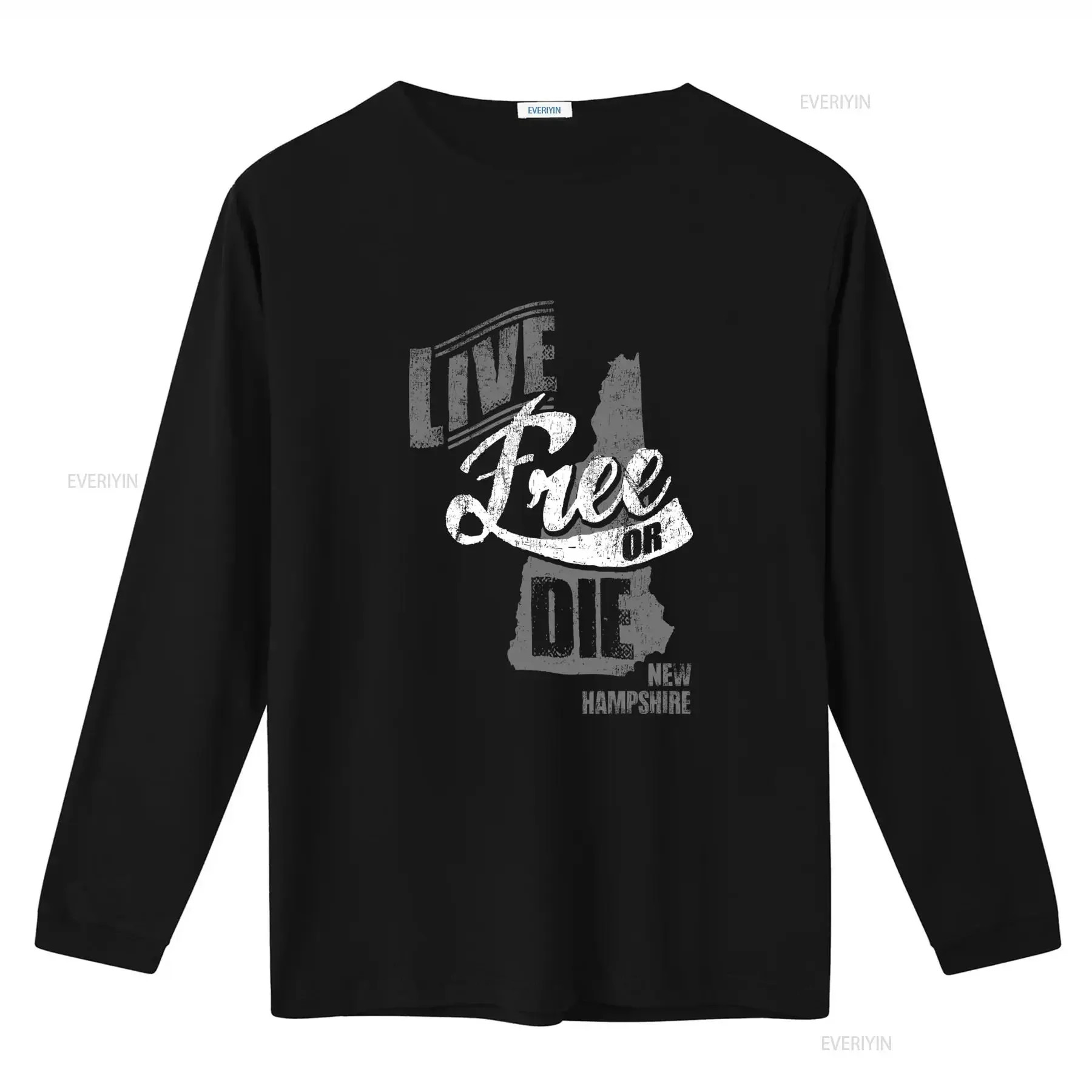 Live Free Or Die Vintage New Hampshire Map Crewneck T Shirt Retro Style for Freedom Lovers vintage Washed Casual Stylish