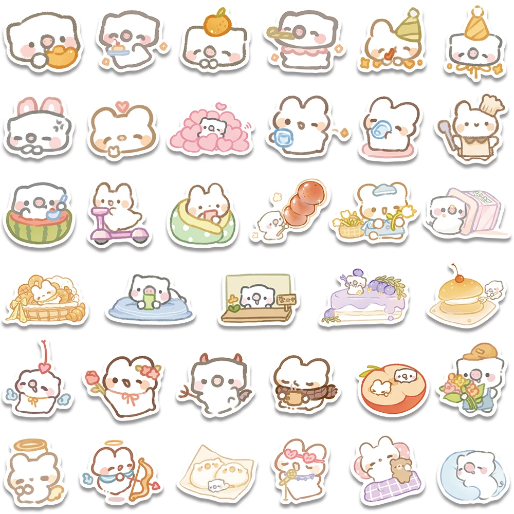 70PCS Kawaii Cute Union Pig Rabbits Stickers Decorative Laptop Guitar Skateboard Waterproof Scrapbooking for Children Decals