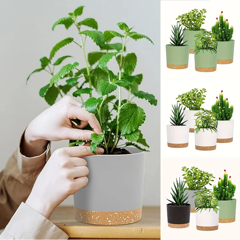 2Pcs Planters for Indoor Plants with Drainage Holes and Removable Base,Saucer Modern Decorative for Outdoor Garden Planters