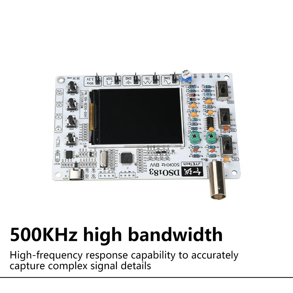 DSO183 Microcontroller Kit DIY Mini LCD Digital Oscilloscope Kit Electronic Welding Training Production Parts 0-500KHz Type C